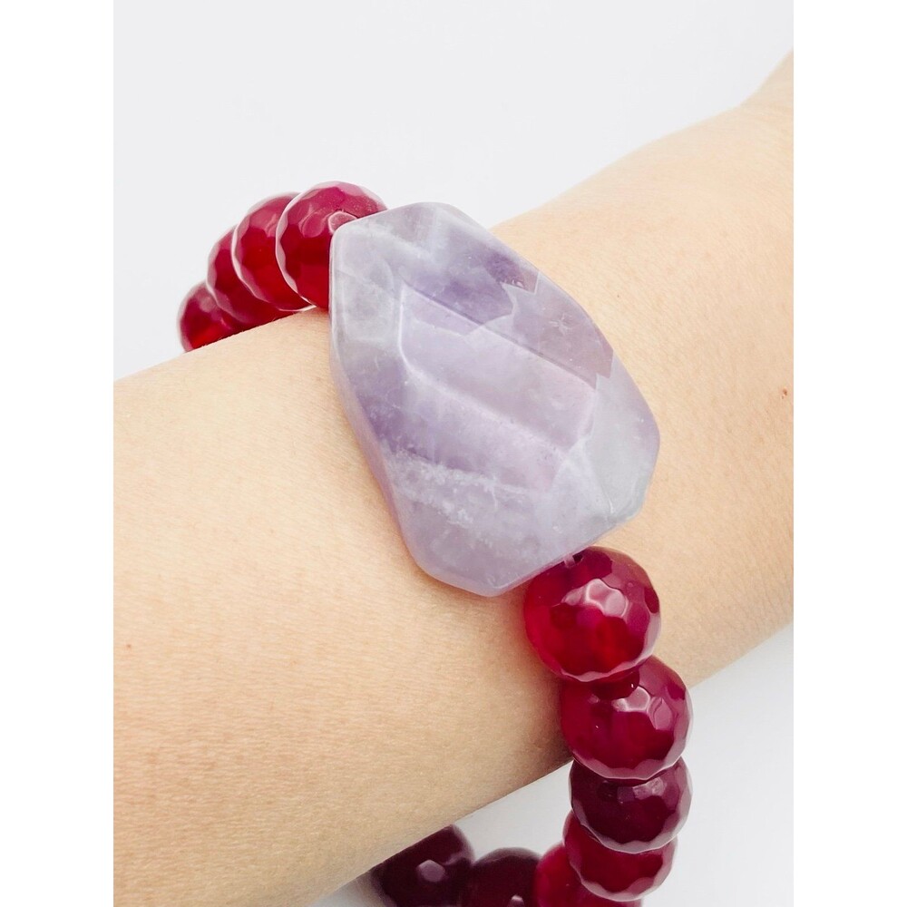 Natural dyed agate amethyst stretchy Bracelet